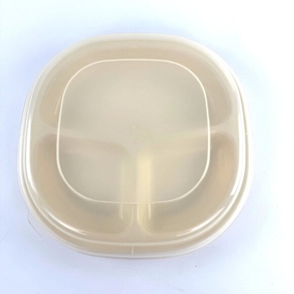 Rubbermaid Microwave Heatables Cookware 0059 Almond with Sheer Lid Vintage - Picture 1 of 9